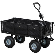 Carrello da Giardino con Ruote ¨C zephmum ¨C Nero 105x51x54 cm