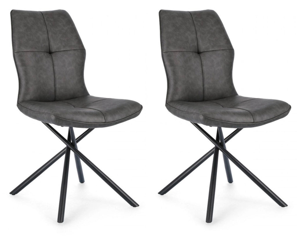 Set 2 Sedie 50x66x94h cm Kepler Pu Antracite