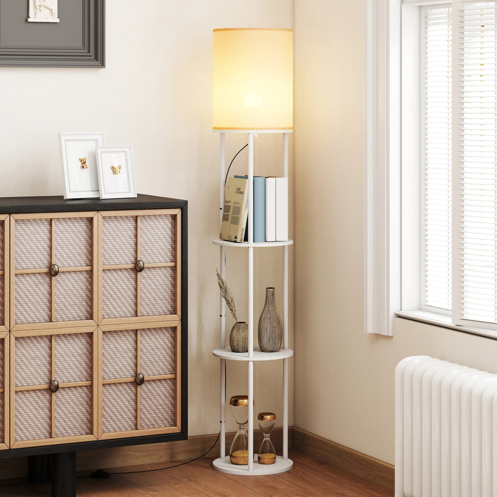 Lampada da Terra con Mensole ¨C Xylo ¨C 3 Temperature di Colore con Telecomando Bianco
