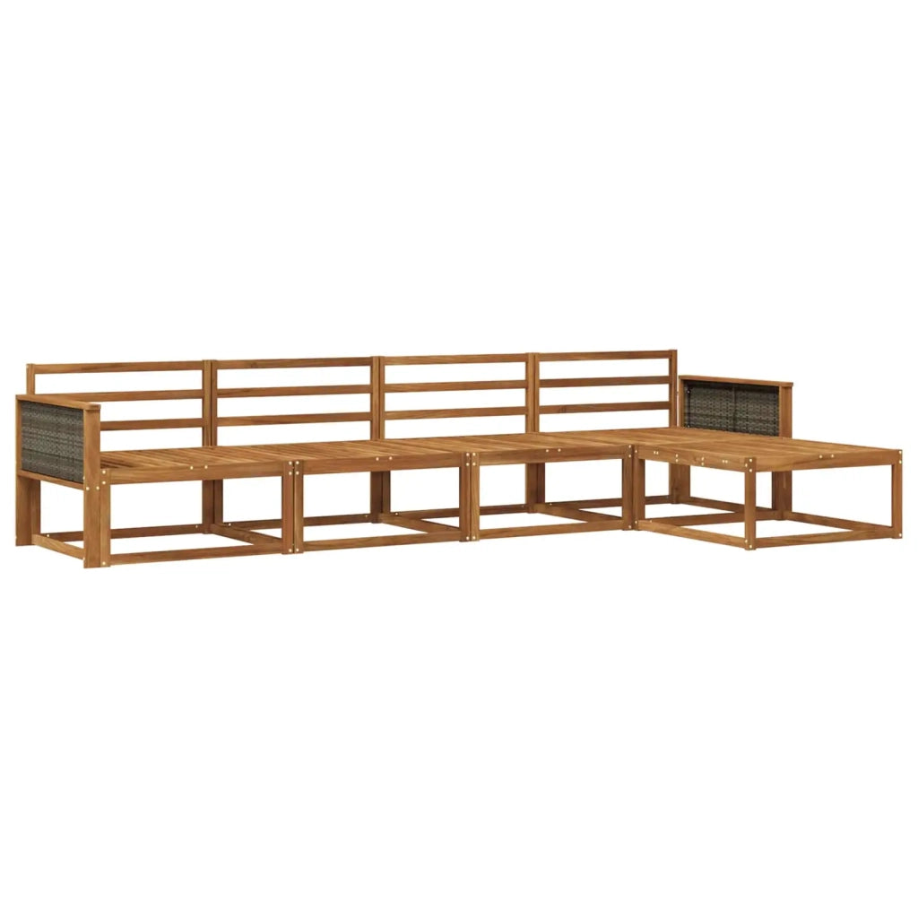 Set di divani da esterno 5 pz Naturale Legno di Acacia Massello 3382477