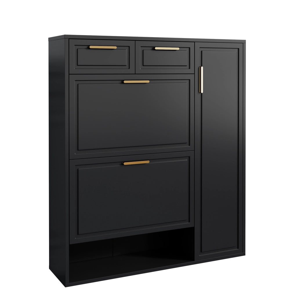 Mobile portascarpe nero 95x24x107,5 cm con vani modulari