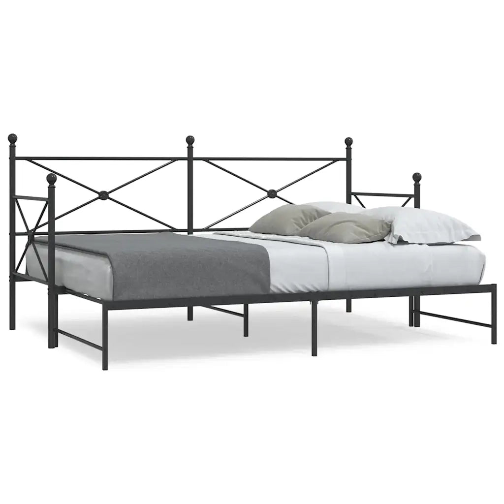 Divano letto | Sof¨¤ letto | Letto singolo Estraibile senza Materasso Nero 90x200 cm Acciaio