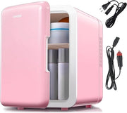 Mini frigorifero portatile 6L/9 Cans con raffreddamento e riscaldamento per skincare, cosmetici, bevande, alimenti - Rosa