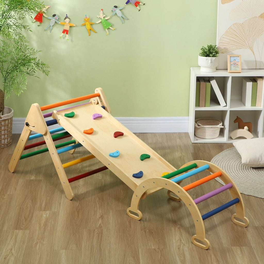 Casetta da gioco 5 in 1 con scivolo, ponte e scala ¨C Zephmum ¨C Multicolore, 18-48 mesi
