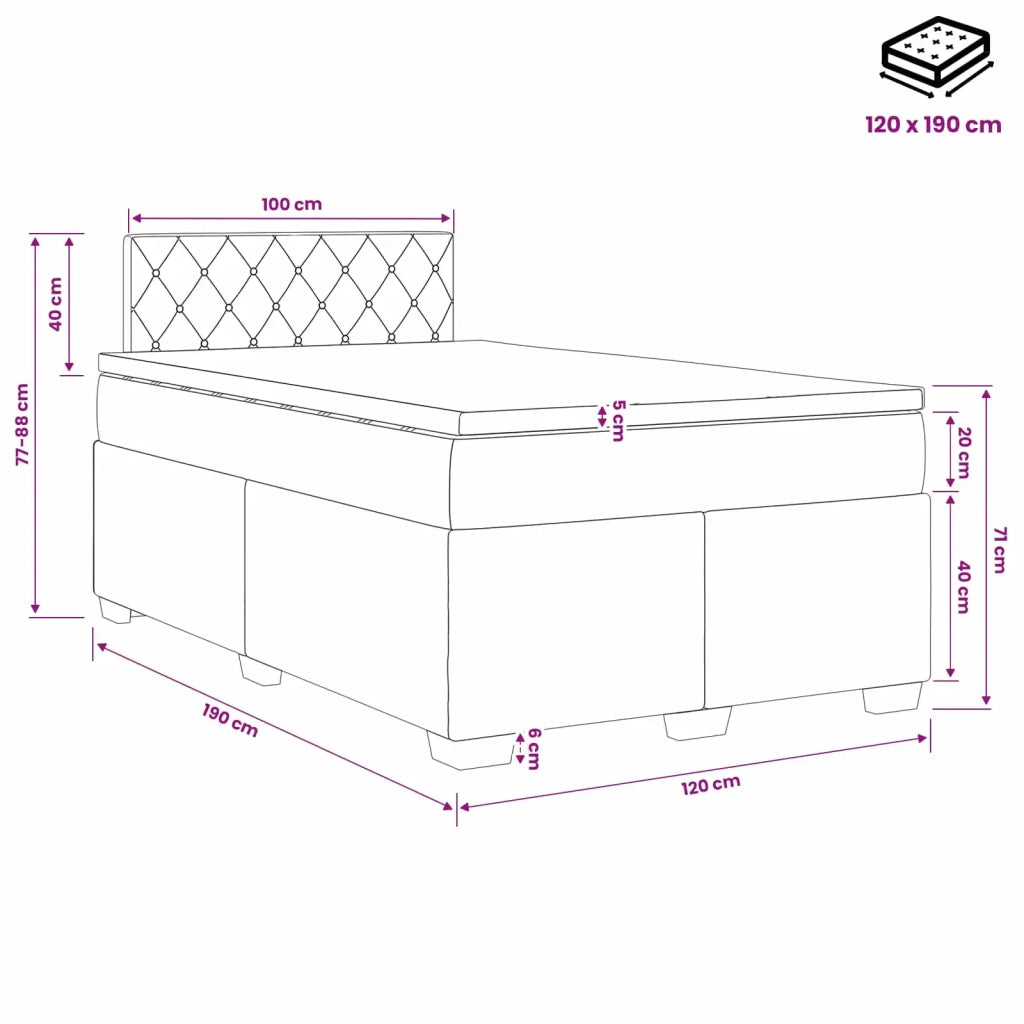Letto box spring con materasso Verde Scuro 120 x 190 cm Velluto 3450671