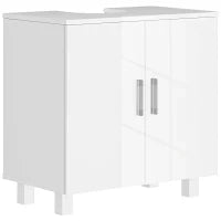 Mobile Sotto Lavabo Bagno a 2 Ante con Ripiano Centrale, in MDF, 60x35x60 cm, Bianco