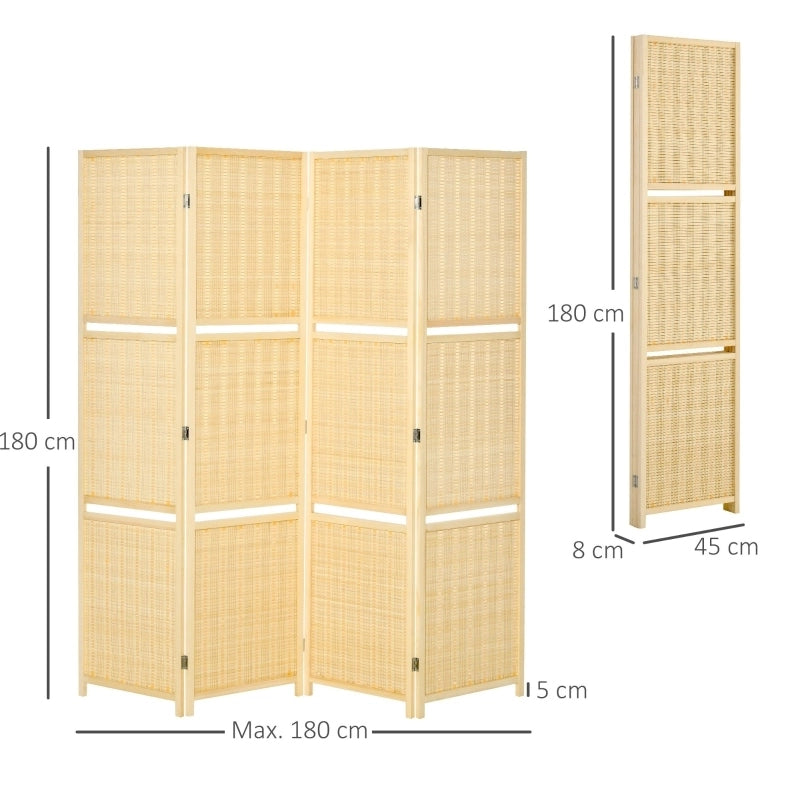 Divisorio pieghevole ULEVR in bamb¨´ naturale, 4 pannelli con 2 ripiani, 180x180 cm
