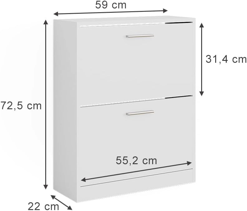 Armadio per le scarpe Gizmo, Bianco, 59 x 72.5 cm 2 scomparti, per la conservazione delle scarpe e combinabile con i mobili Gizmo