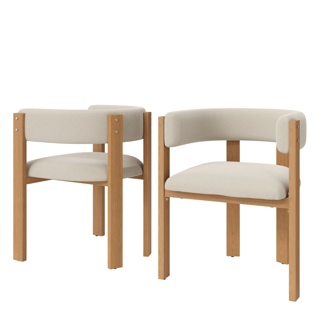 Sedie da Pranzo Imbottite Set 2 Pezzi ¨C MINIMAL ¨C Gambe in Metallo Effetto Legno