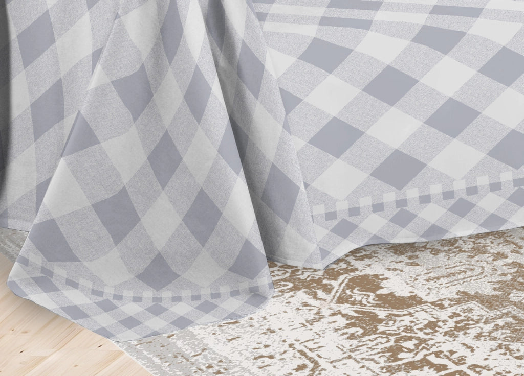Telo Arredo Multiuso Linea Pensieri Delicati In Cotone Disegno Lovely Check - Singolo - Grigio