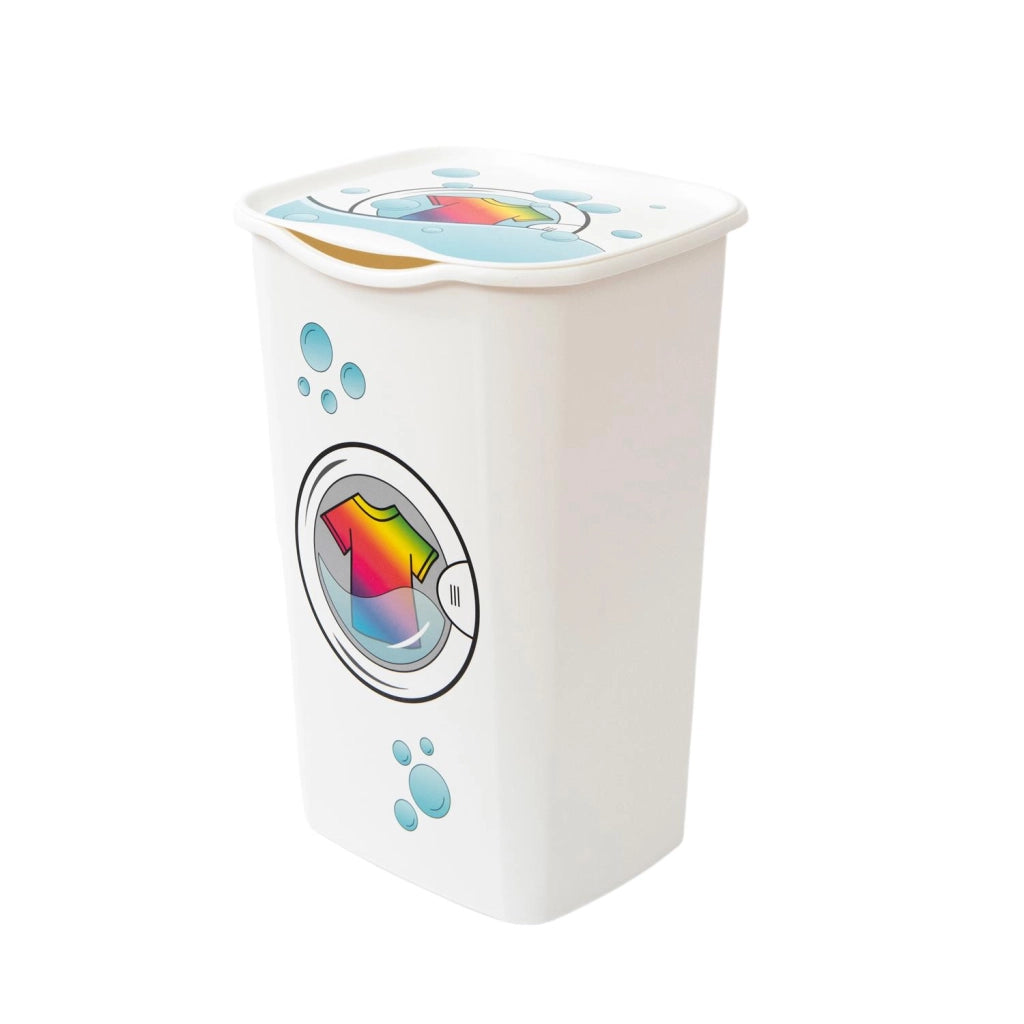 SET BIDONE RACCOLTA BIANCHERIA PER PANNI COLORATI + PATTUMIERA CON PEDALE BIANCA