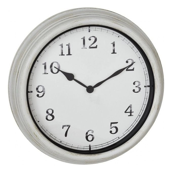 TFA 60.3067.02 Orologio Analogico Outdoor al Quarzo 38 cm Display Grande Protetto dagli Spruzzi d'Acqua in Metallo e Vetro colore Bianco