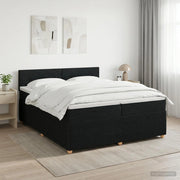 Letto box spring con materasso Nero 200 x 200 cm Tessuto 3451547