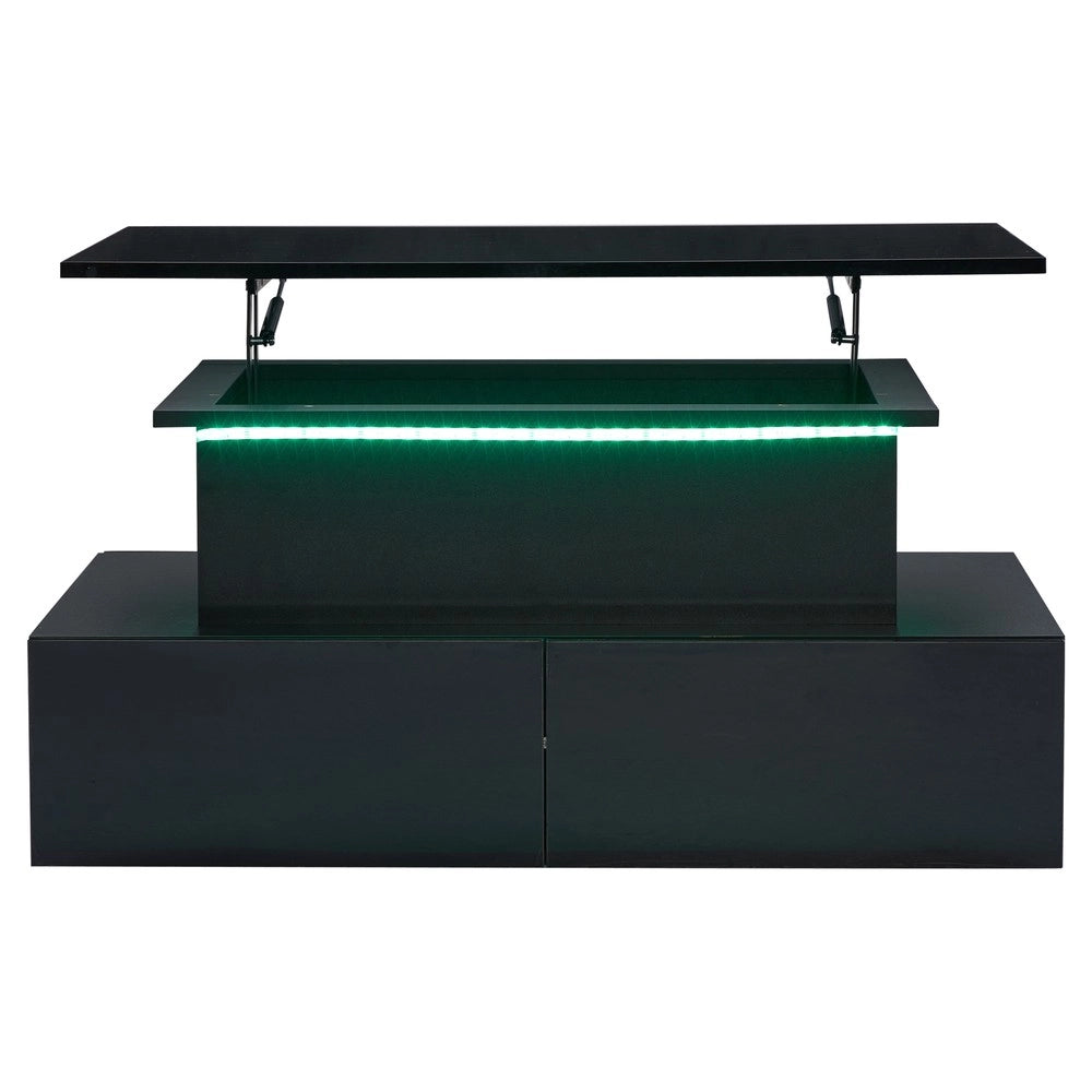 Tavolino da Caff¨¨ con LED e 4 Cassetti ¨C Xylo ¨C Nero Lucido 90x55x41 cm