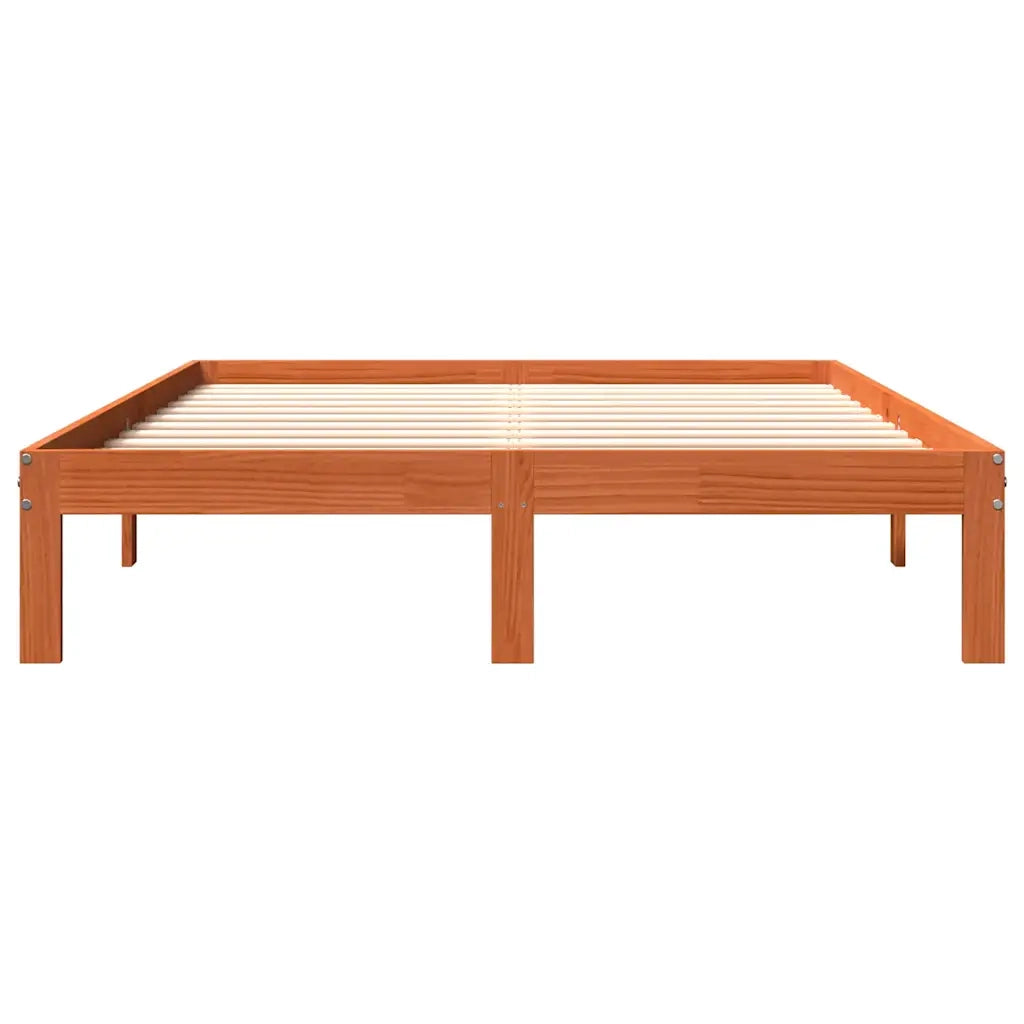Letto senza Materasso Marrone Cera 140x190 cm in Legno di Pino 844167
