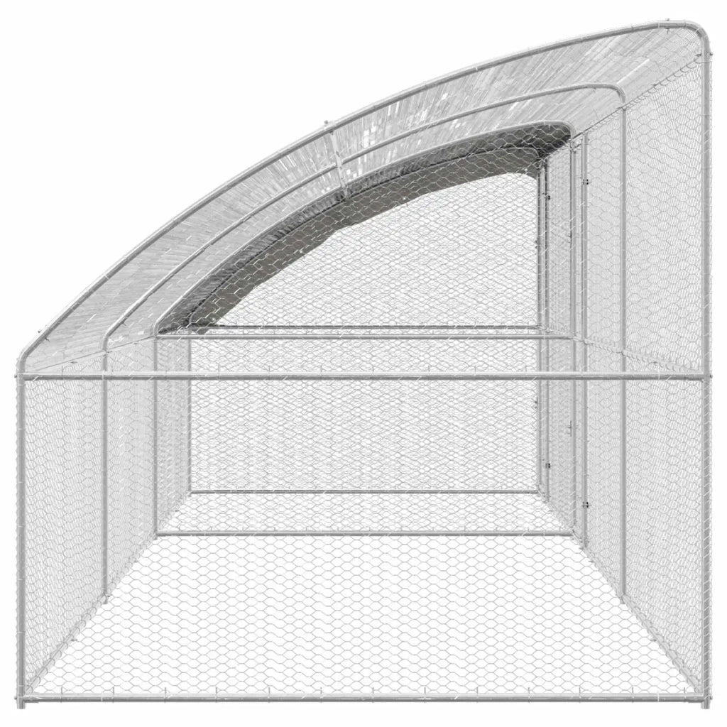 Gabbia per polli 3 pcs Argento 600 x 200 x 200 cm Acciaio e PE