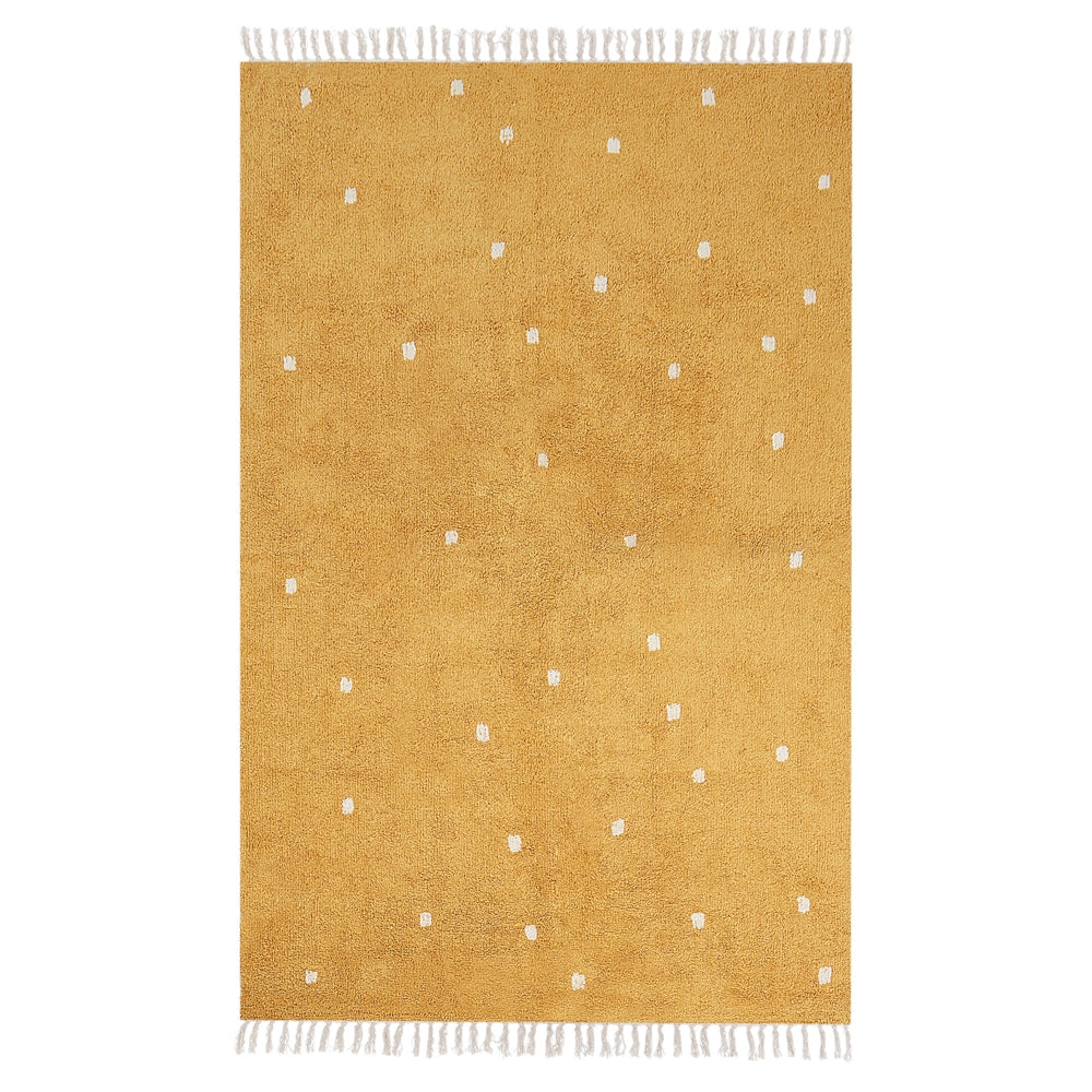 Tappeto per bambini in cotone colore giallo 140 x 200 cm con puntini multicolori Rettangolare