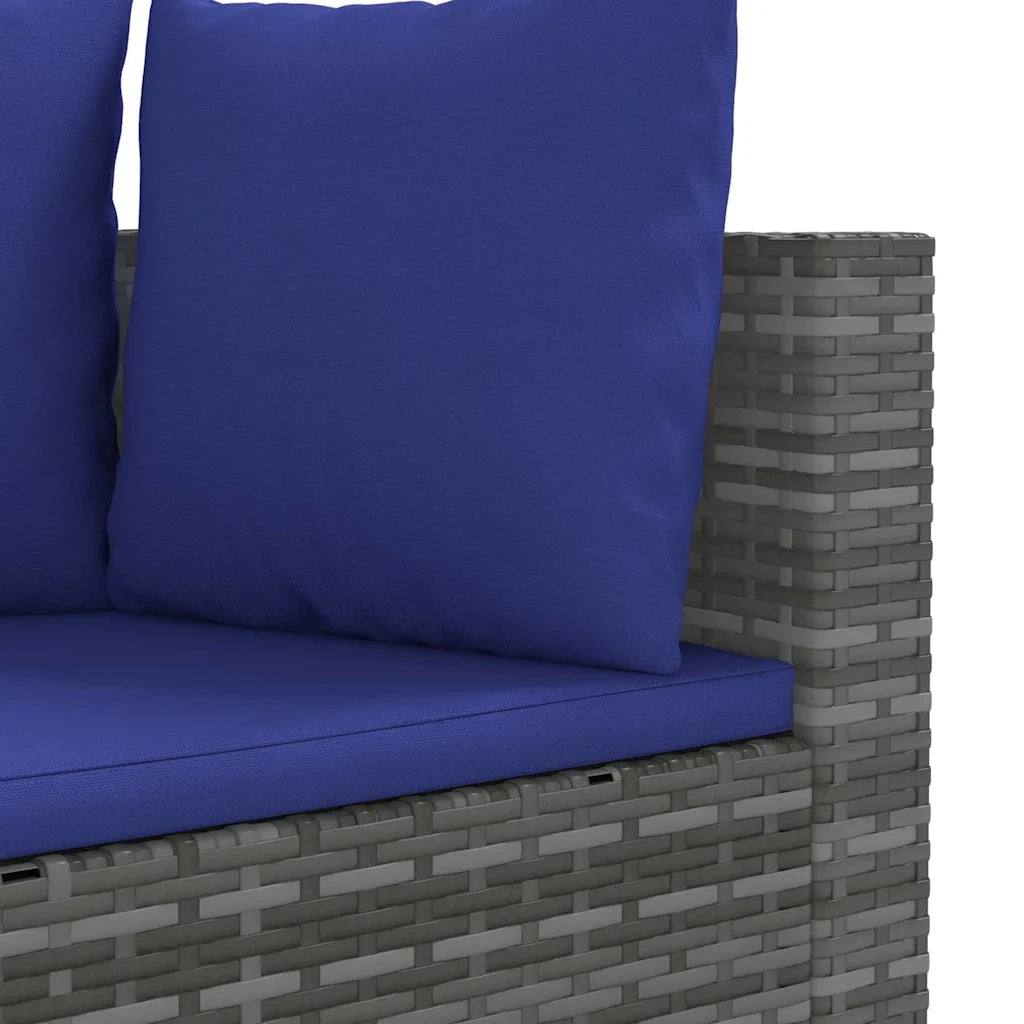 Set Divano da Giardino 5 pz con Cuscini Grigio in Polyrattan