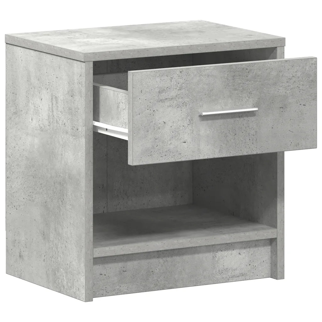 Comodini 2 pz con Cassetto Grigio Cemento 39x28x41 cm 858756