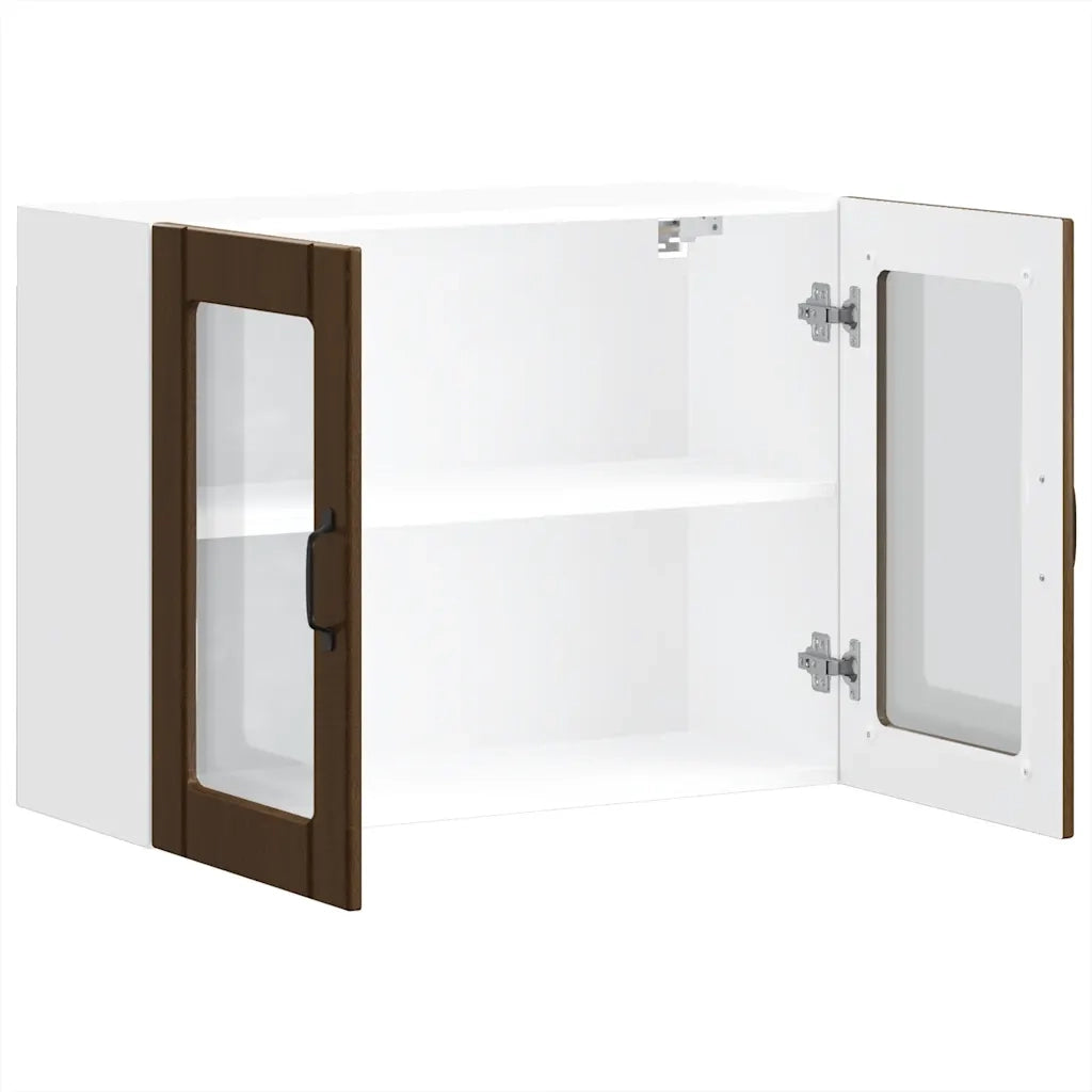 vidaXL Pensile da Cucina con Porta in Vetro Lucca Rovere Marrone
