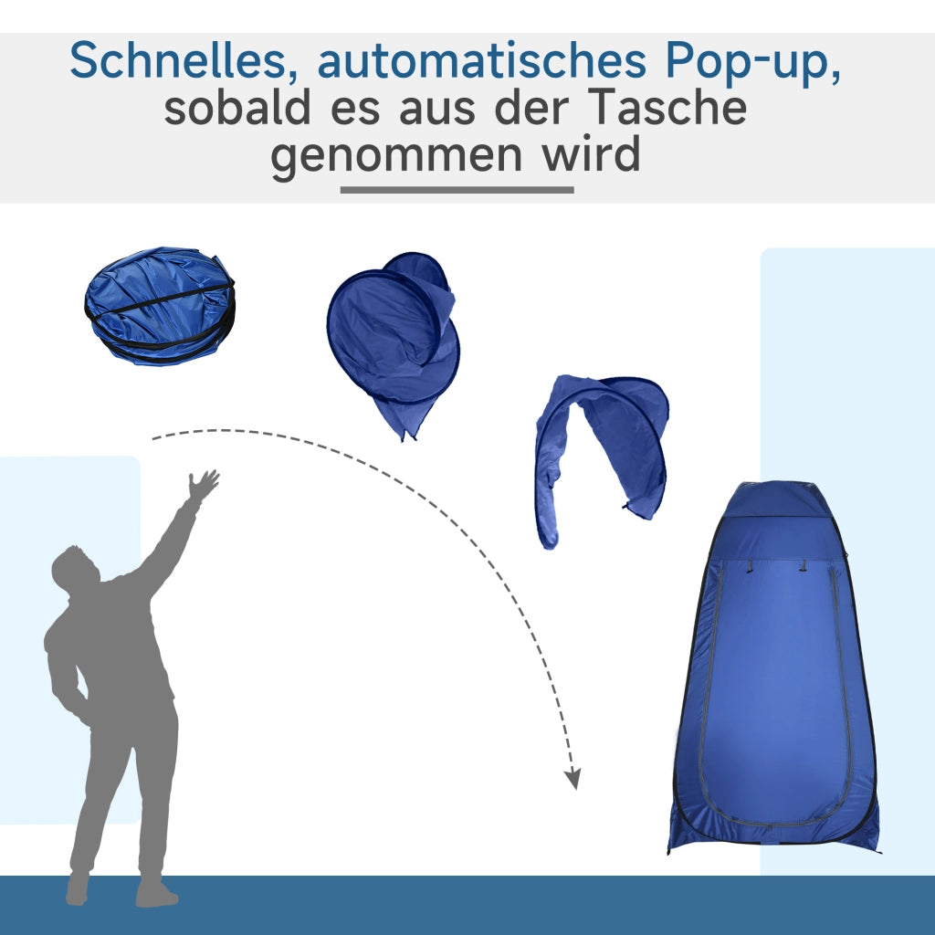 Tenda WC a piega; 120 x 120 x 190 cm; tenda doccia mobile da campeggio; tenda per il cambio con tasca interna; cabina doccia; poliestere; blu scuro