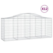 Cestini gabbioni recinzione a gabbia muro di contenimento ad arco 1 set da 2 200 x 50 x 80/100 cm ferro zincato argento 02_0040542