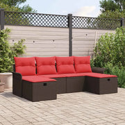 Set Divano da Giardino con cuscino 6 pcs Poly Rattan