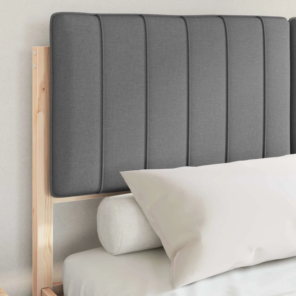 Letto con Testiera Rivestita Grigio scuro 140 x 200 cm