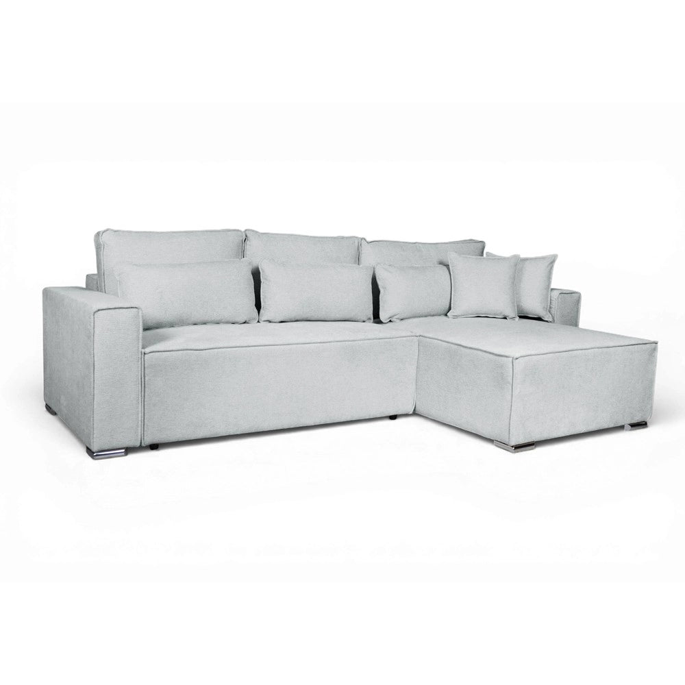 Divano Angolare Emily grigio scuro con Letto Easy Open, Contenitore e Penisola Reversibile – Comfort e Design per il Living