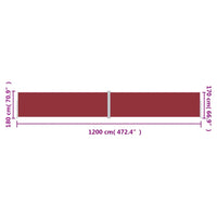 Tenda da Sole Laterale Retrattile Rossa 180x1200 cm 318077