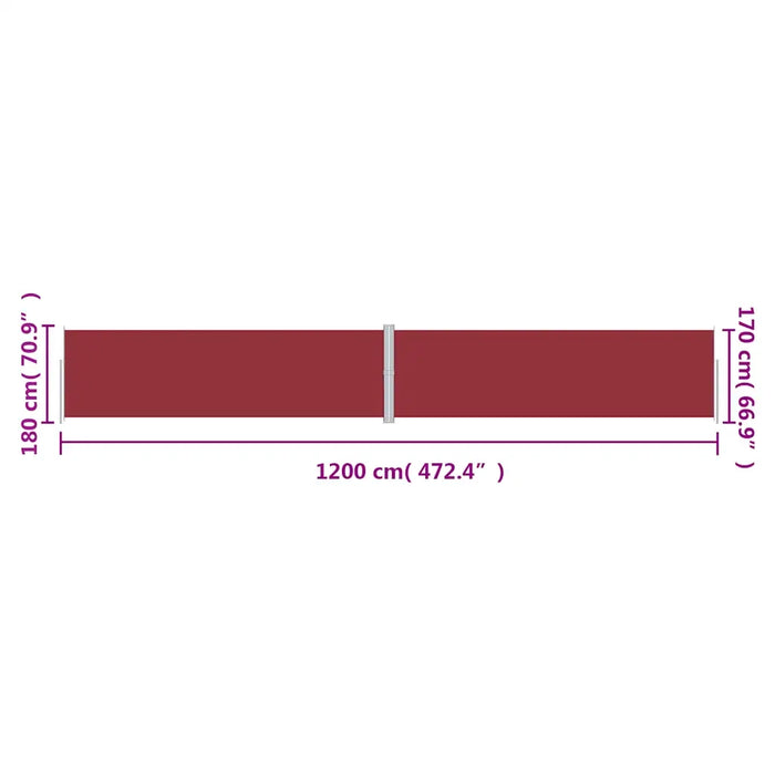 Tenda da Sole Laterale Retrattile Rossa 180x1200 cm 318077