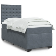 Giroletto a Molle con Materasso Grigio Scuro 100x200 cm Velluto