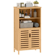 Mobiletto da bagno con ante e ripiani ¨C zephmum ¨C legno naturale 50x29x92 cm
