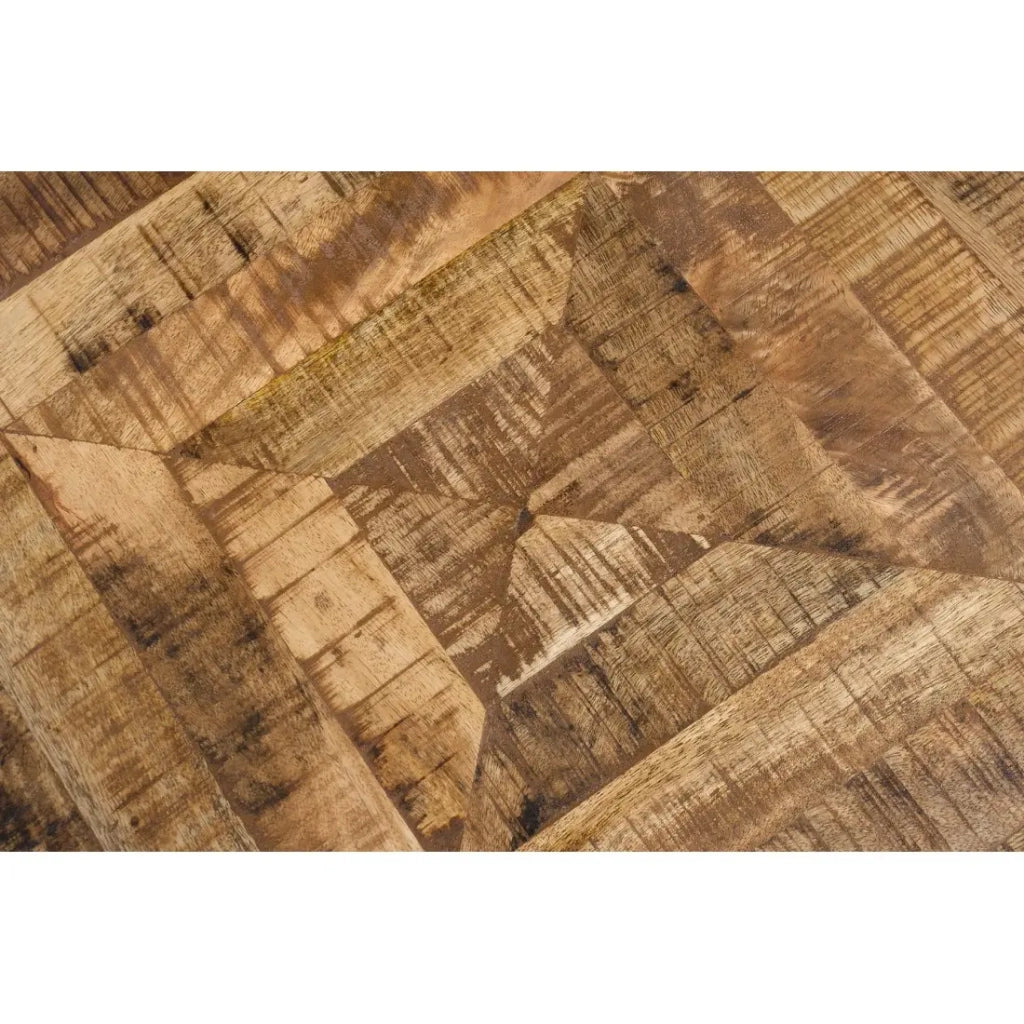 Tavolino basso ZAREL 100 cm in legno di mango massiccio e metallo nero stile industriale