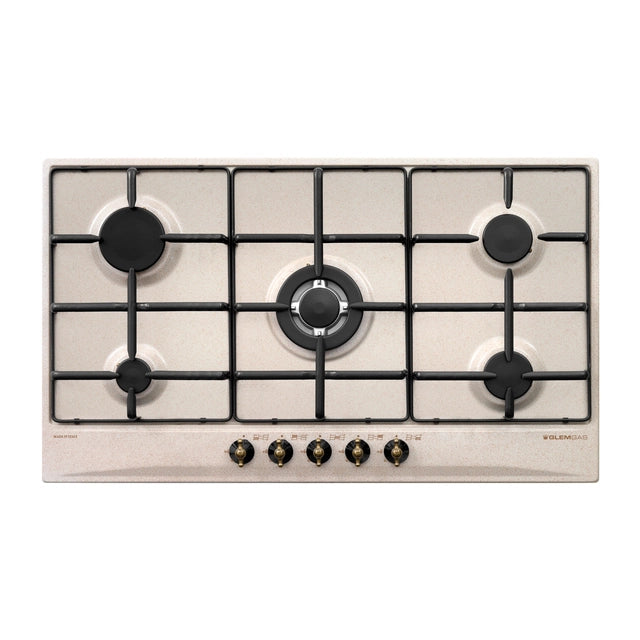 Glem gas gt955sa piano cottura da 90 cm sabbia, comandi frontali, 5 fuochi