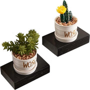 Set di Assi di Legno Sospese da 2 - Nero Faggio per Decorazione di Piante - Mini Scaffale per Display per Camera da Letto, Sala da Pranzo, Bagno.