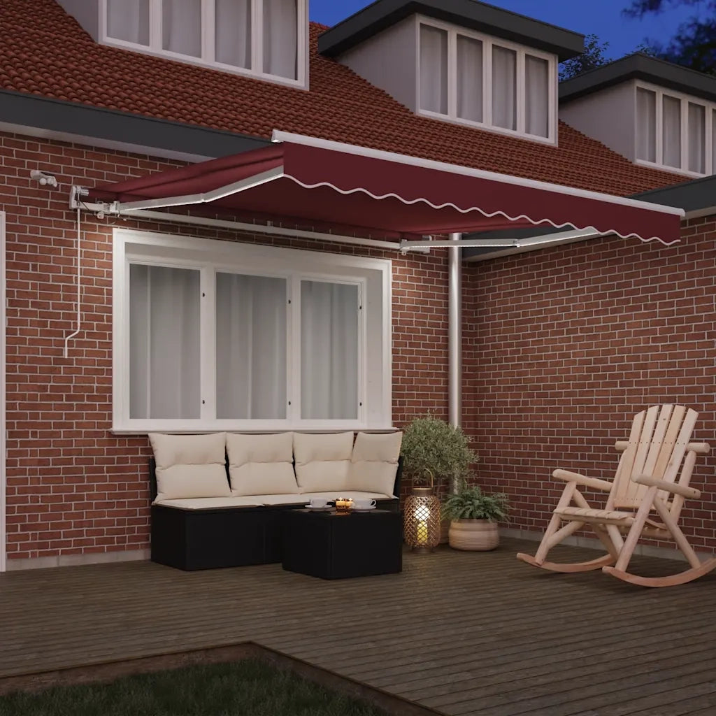 Tenda da Sole Retrattile Automatica con LED Bordò 300x250 cm 3214971