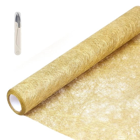 Felpa di lana tafelloper dorato 30cmx5m tafelloper rotolo per decorazione di tavola per matrimonio, Natale, compleanno