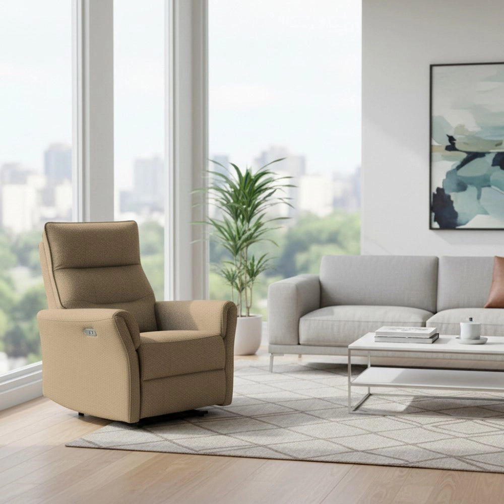 Poltrona relax softwave recliner elettrico in tessuto camel – Comfort garantito