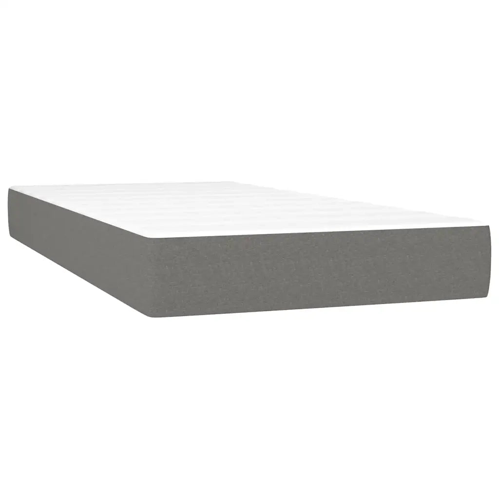 Letto a Molle Materasso e LED Grigio Scuro 120x190cm in Tessuto