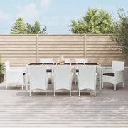 Set da Pranzo da Giardino 9 pz con Cuscini in Polyrattan Bianco 3187346
