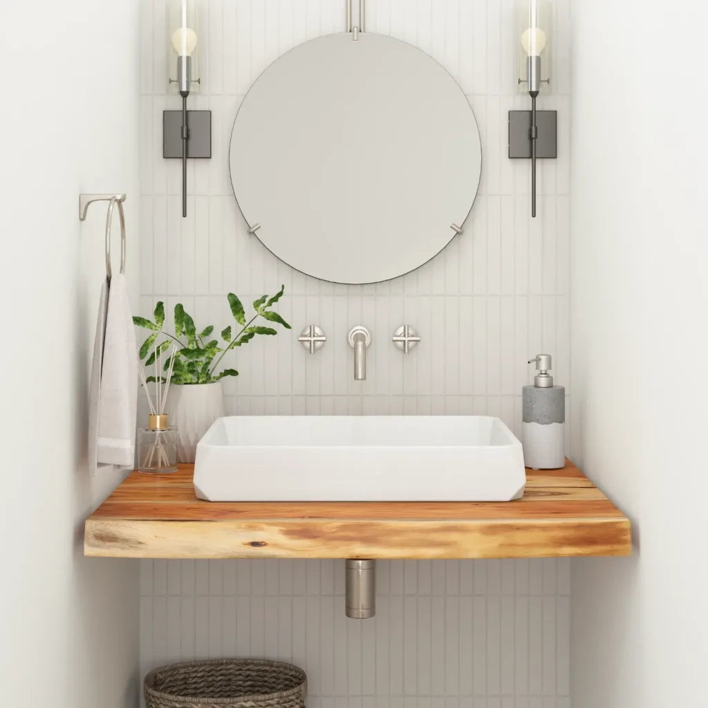 Piano Bagno 60x60x2,5 cm Quadrato Legno Massello di Acacia 370258