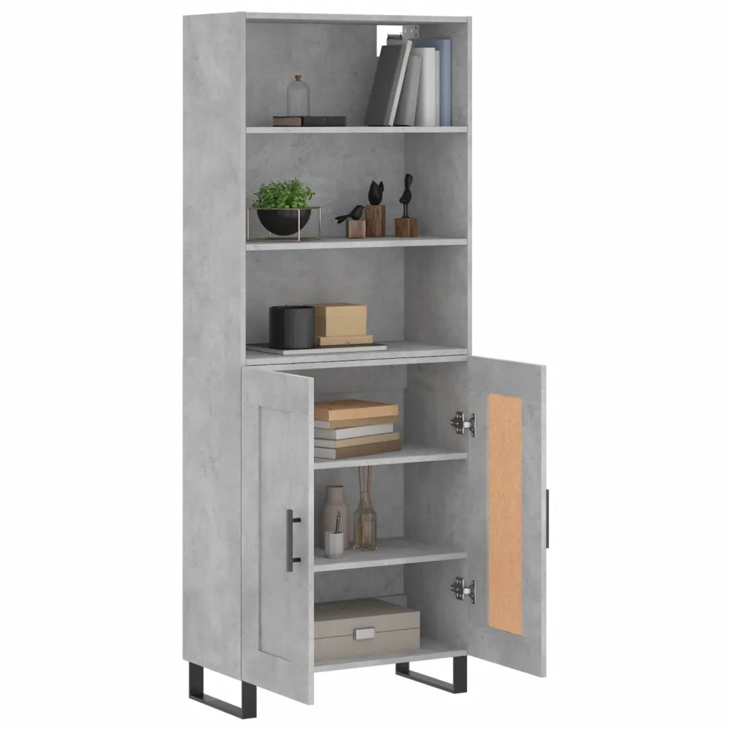 Credenza | Madia | Buffet da pranzo | Armadio da pranzo Grigio Cemento 69,5x34x180 cm in Legno Multistrato
