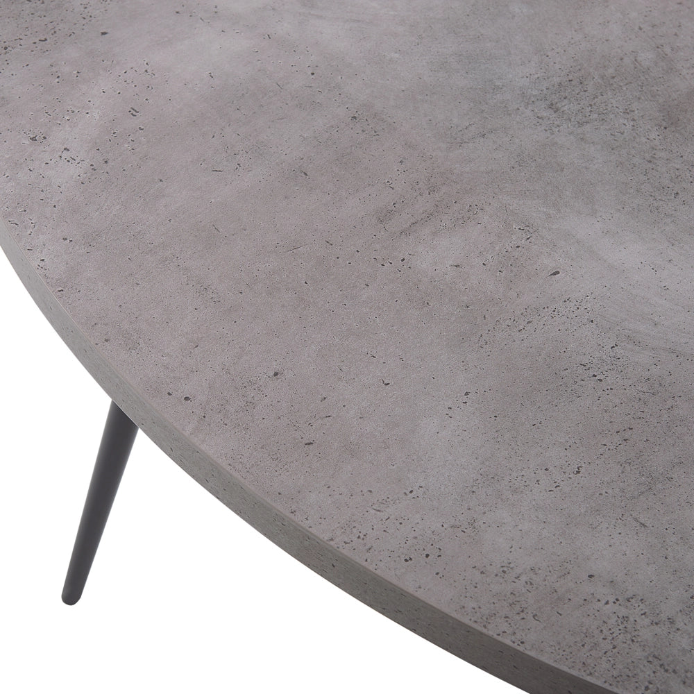 Tavolo da Pranzo Effetto Cemento Piano Gambe in Metallo Nero Rotondo 120 cm Stile Glamour Moderno