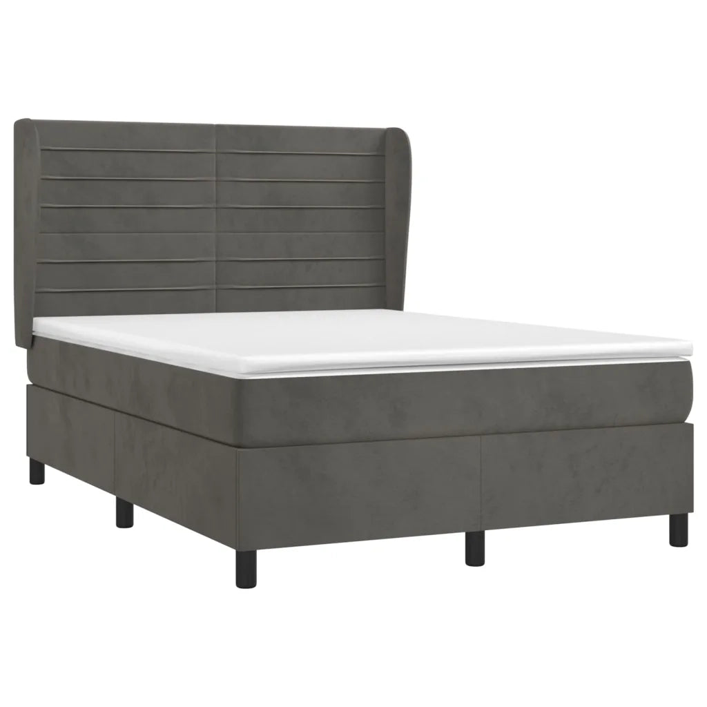 Giroletto a Molle con Materasso Grigio Scuro 140x200 cm Velluto 3129274
