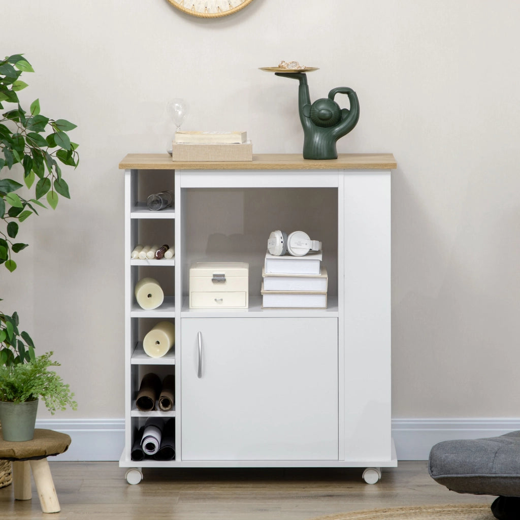 Carrello da Cucina con Armadietto e Ripiani Regolabili ¨C Minimal ¨C 75x39.5x88 cm Bianco