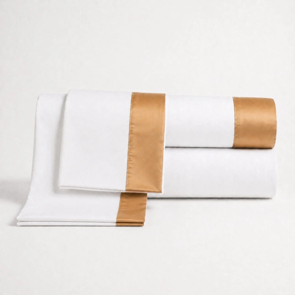 Set Lenzuola Letto Una Piazza e Mezza 100% Cotone | Lenzuolo Piano 190x295 cm, Lenzuolo con Angoli 130x200 cm e 1 Federa Coordinata | Lenzuola con Balza Decorativa in Raso Beige