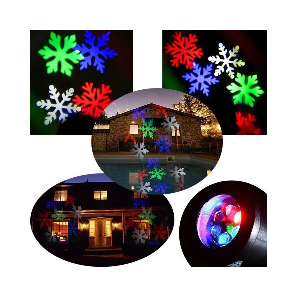 Trade Shop - Proiettore Led Effetto Fiocchi Di Neve Colorati Rgb Addobbi Natale Per Interno -