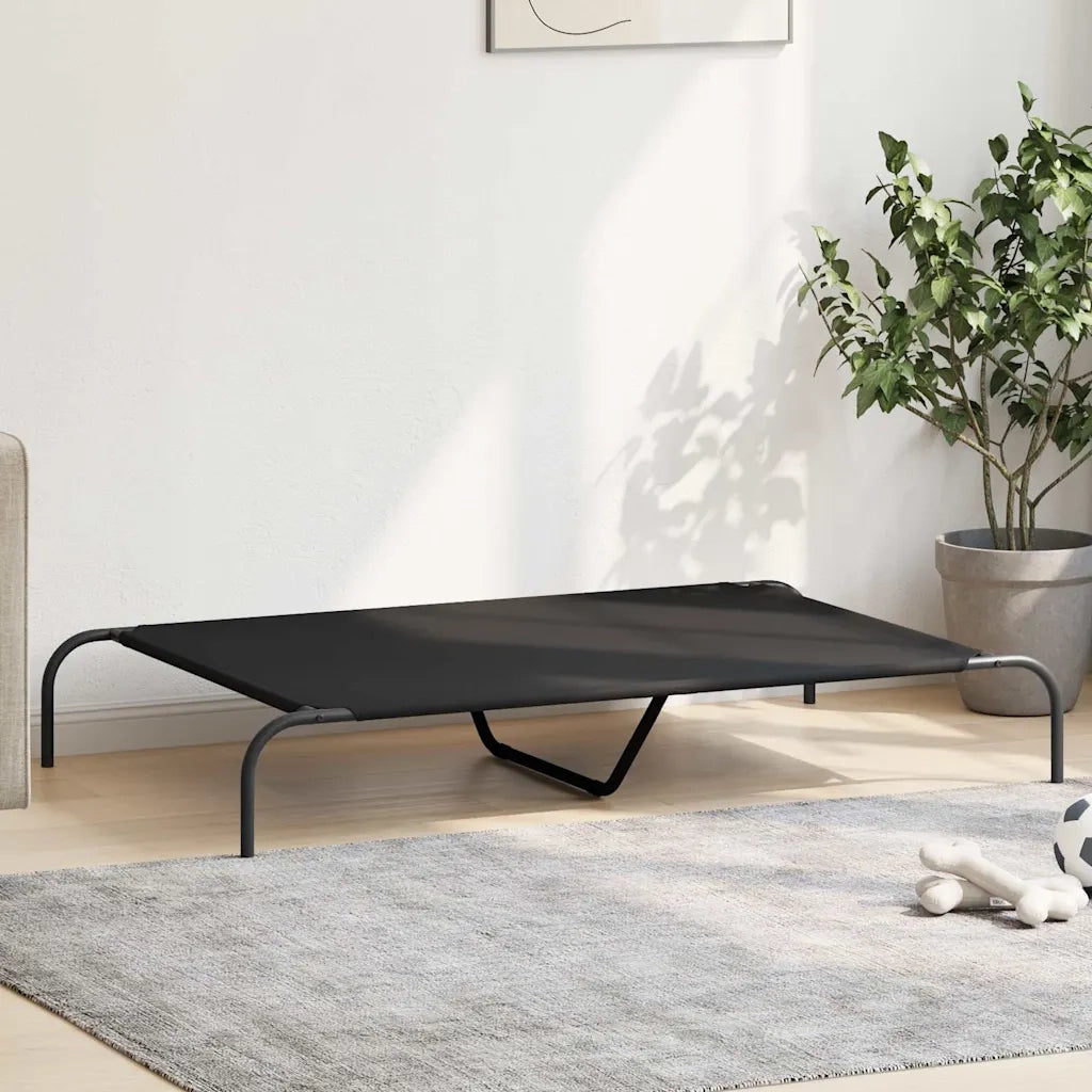 Cuccia per Cani Rialzata Nera 130x80x20cm Tela Oxford e Acciaio