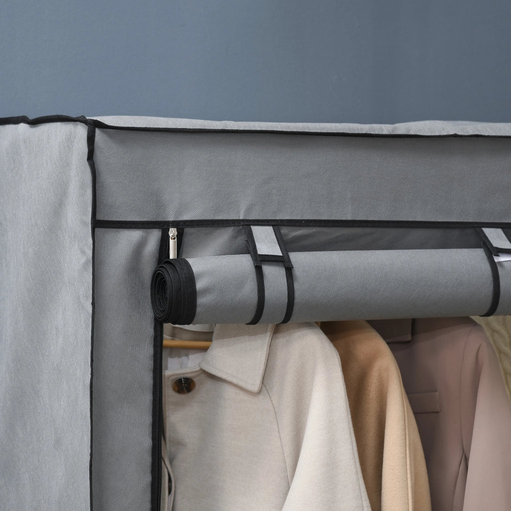 Armadio Guardaroba Portatile con Ripiani e Appendini ¨C zephmum ¨C Grigio 118x49x170 cm
